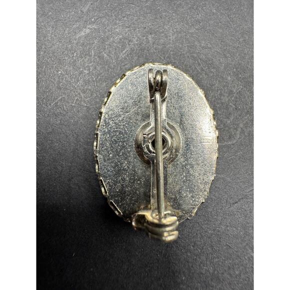 Vinitage Wedgwood Black Jasperware Cameo Pin Pendant Gold Tone - Picture 5 of 8